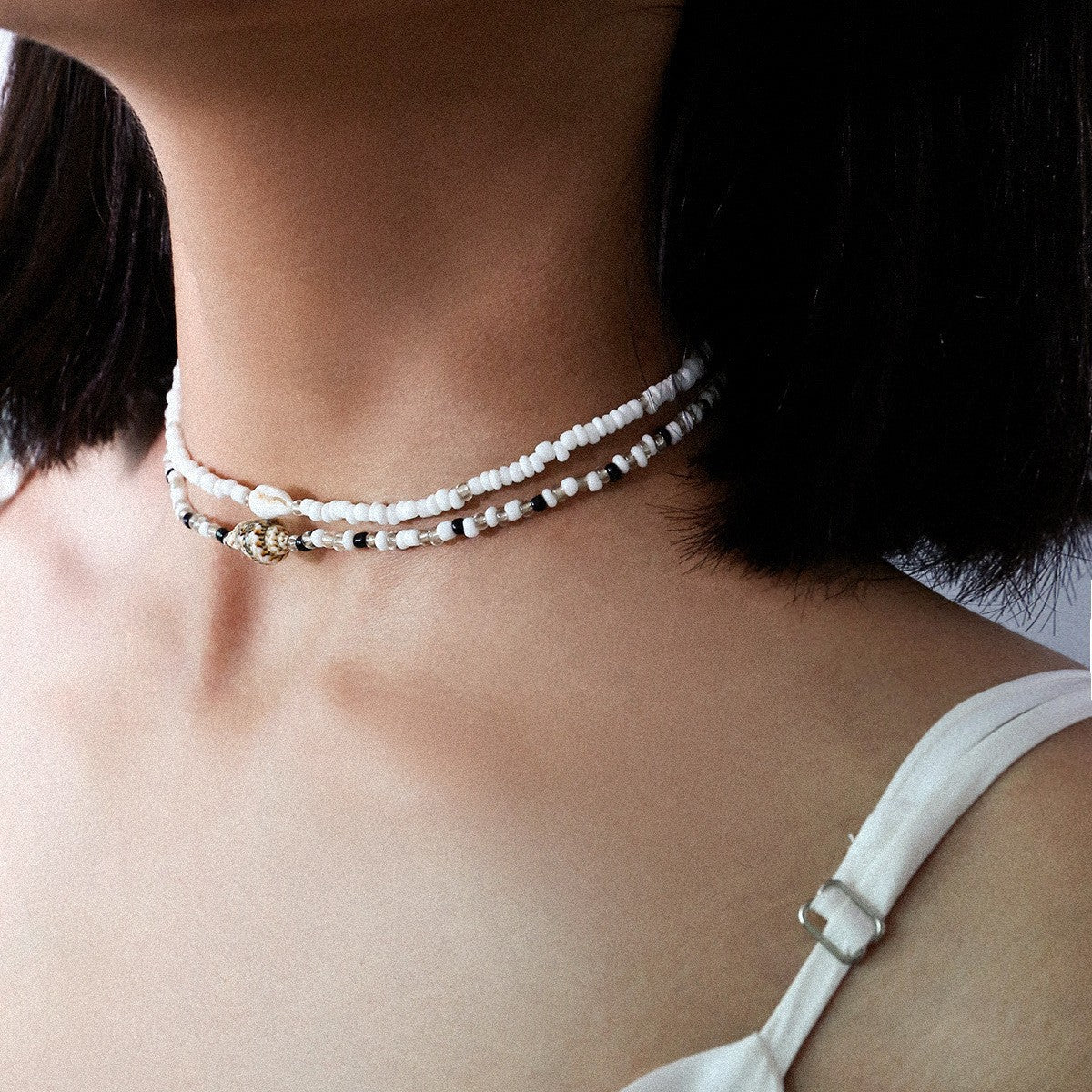 Wholesale Beaded retro style necklace versatile stacking beach conch beach shell clavicle necklace